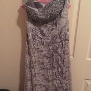 Metallic Silver Prom/ Quince Dress